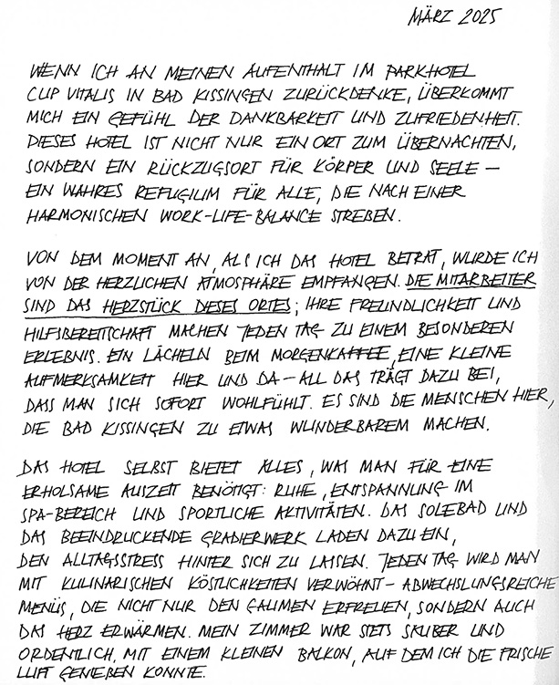 Brief einer Kundin - Seite Eins